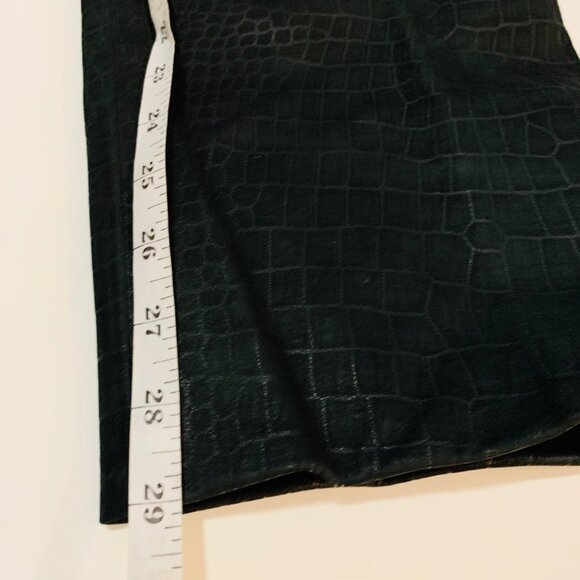 Bermans Vintage Black Crocodile Pattern Suede Leather Pants Size 8 Edgy Biker - Picture 9 of 14